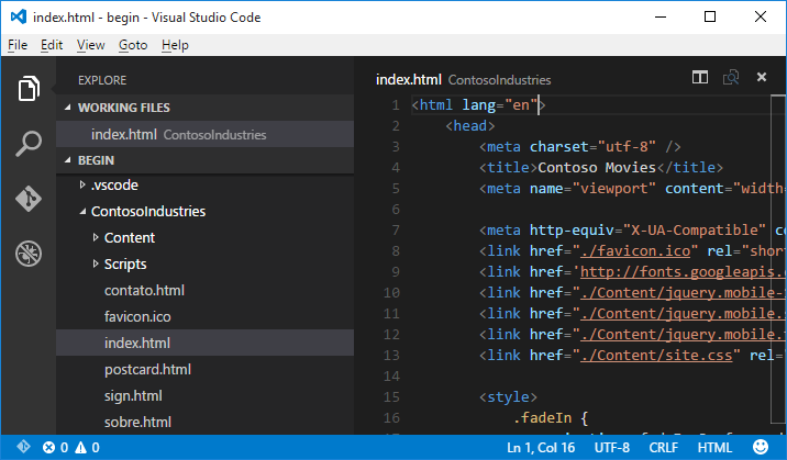 Pasta Selecionada no Visual Studio Code