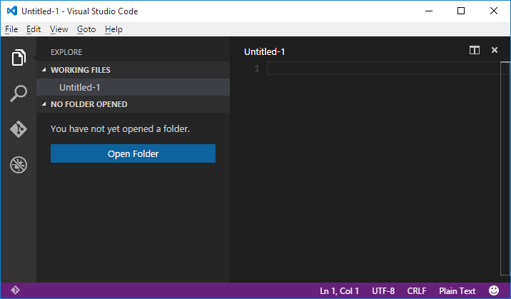 Tela Inicial do Visual Studio Code